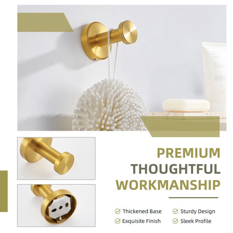 Angle Simple Robe and Towel Hook, SUS304 Stainless Steel Bathroom Robe Hook, Small Towel Hanger for Wall or Cabinet, Brushed Dark Gold - Image 5